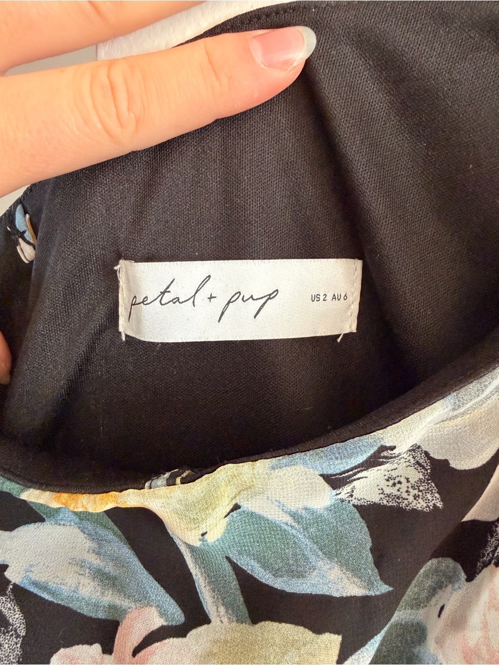 Petal & Pup Floral One-Shoulder Tiered Midi Dress - Black & Teal - Picture 5 of 5